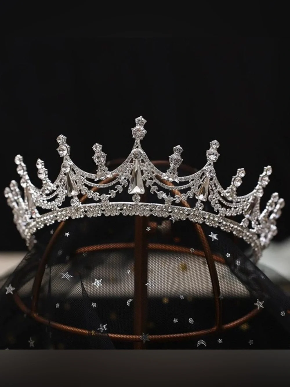 Silver Rhinestone Bridal Tiara - Elegant Crystal Crown
